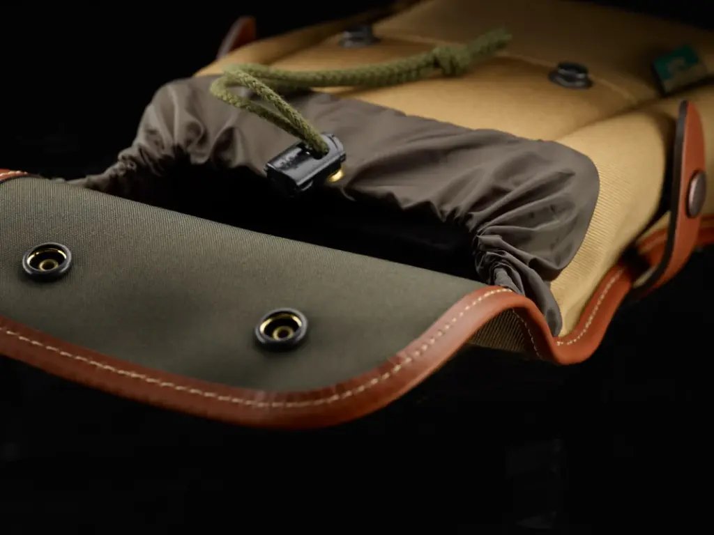 Billingham Delta Pocket Green Fibrenyte Brown Leather