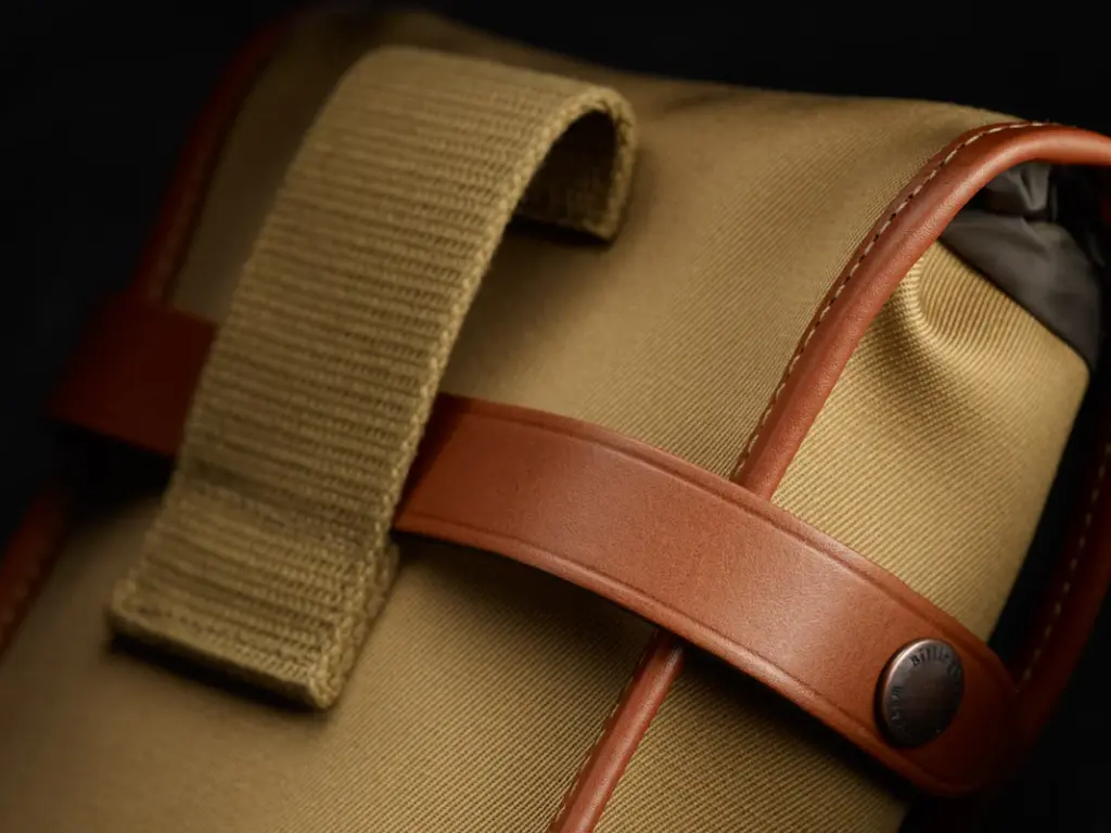 Billingham Delta Pocket Green Fibrenyte Brown Leather