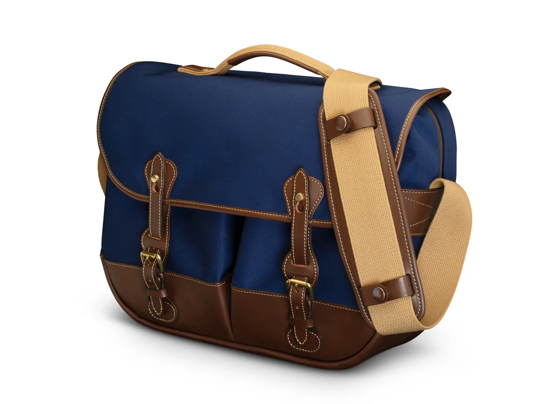 Billingham Eventer Mkii Camera Bag Blue Canvas Brown Leather