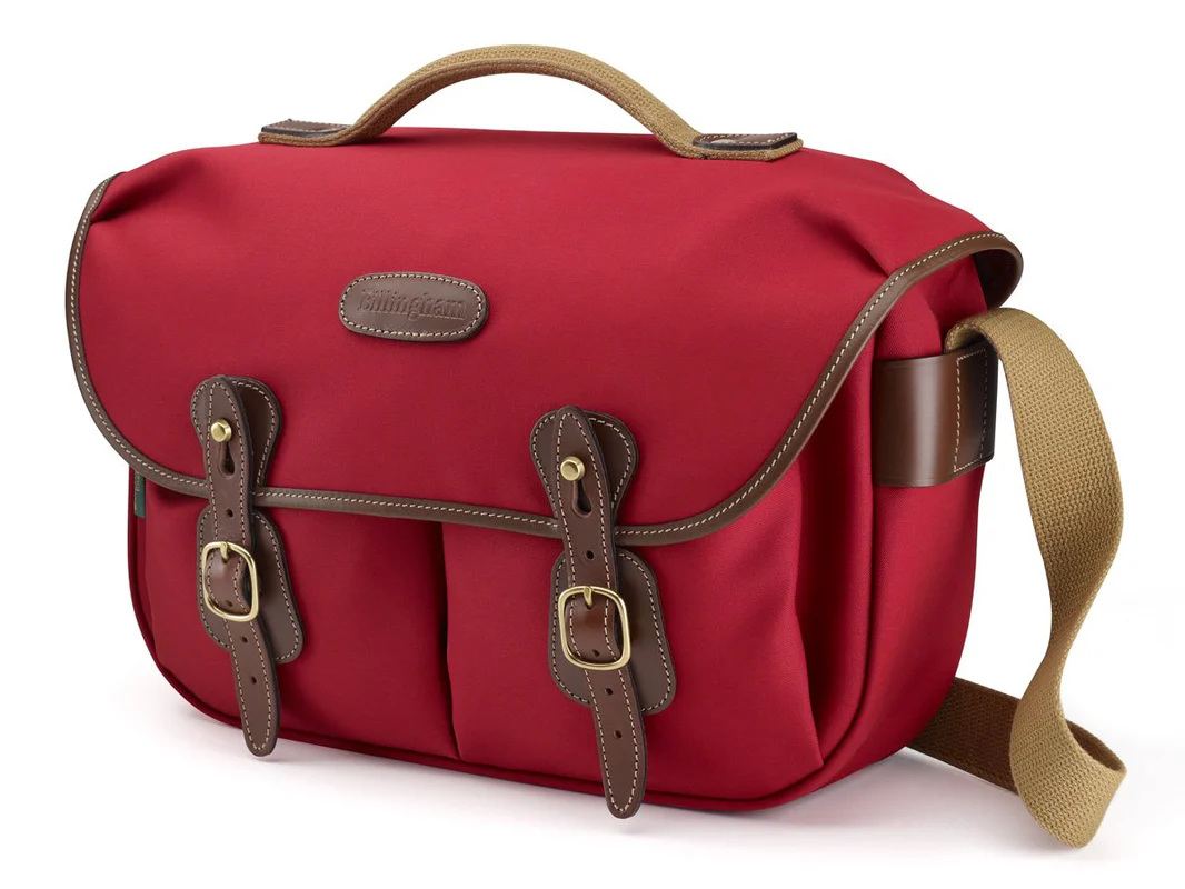 Billingham Hadley Pro Camera Bag Red Canvas Brown Leathe