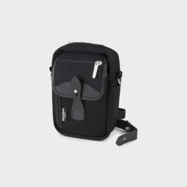 Airline Stowaway Pouch Black Canves Black Leather