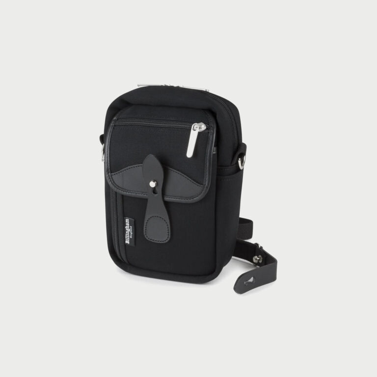 Airline Stowaway Pouch Black Canves Black Leather