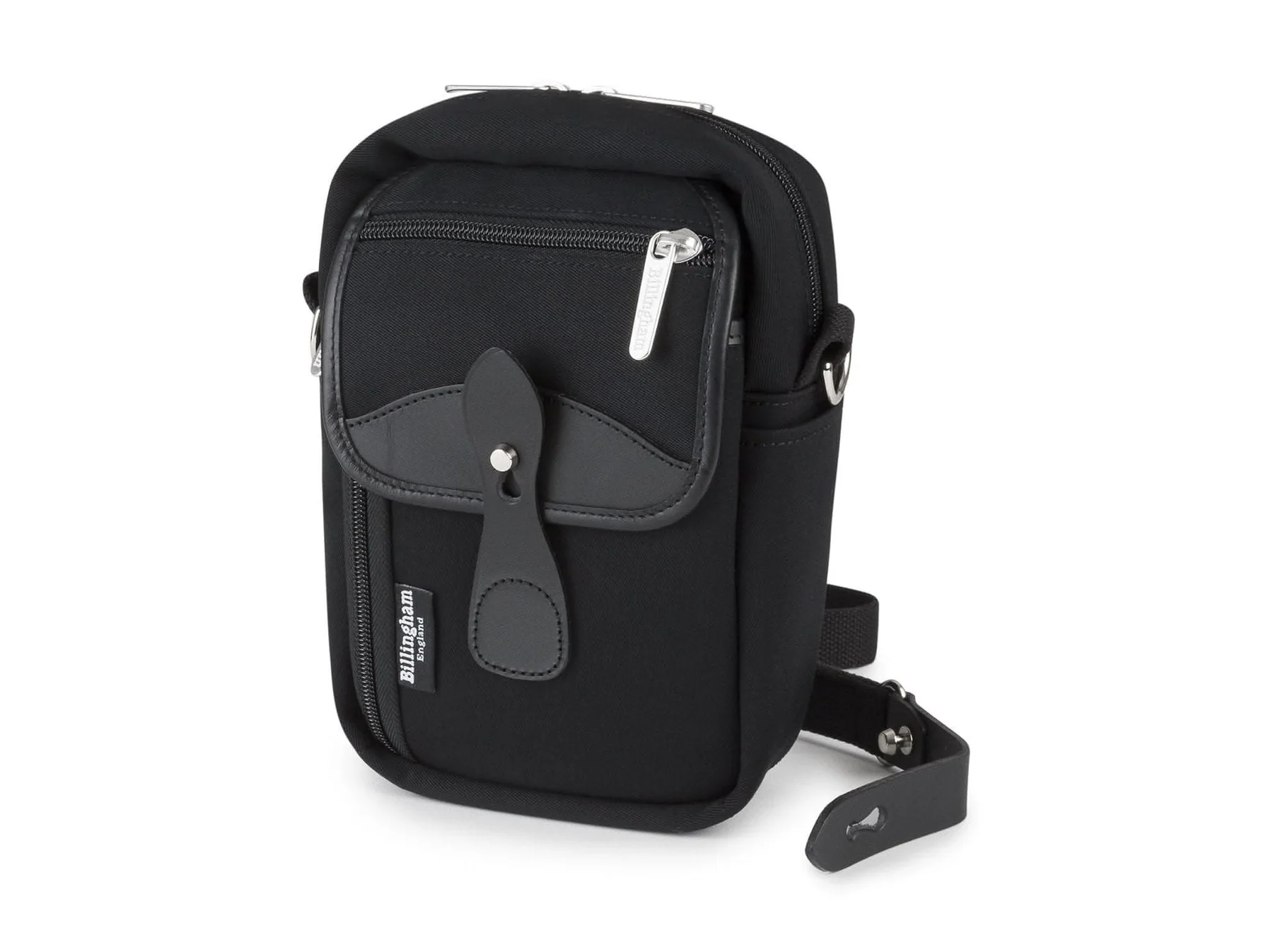 Airline Stowaway Pouch Black Canves Black Leather