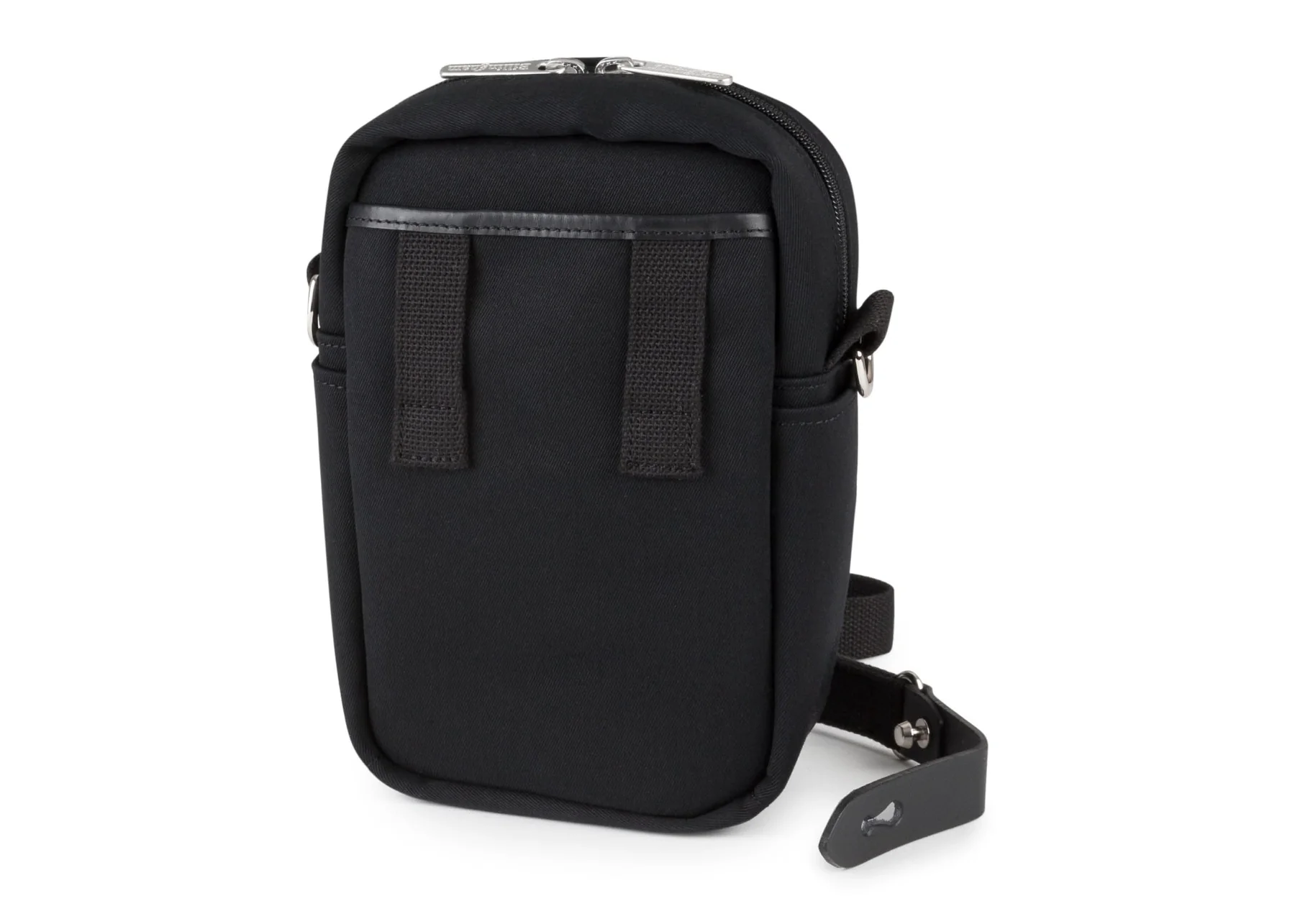 Airline Stowaway Pouch Black Canves Black Leather
