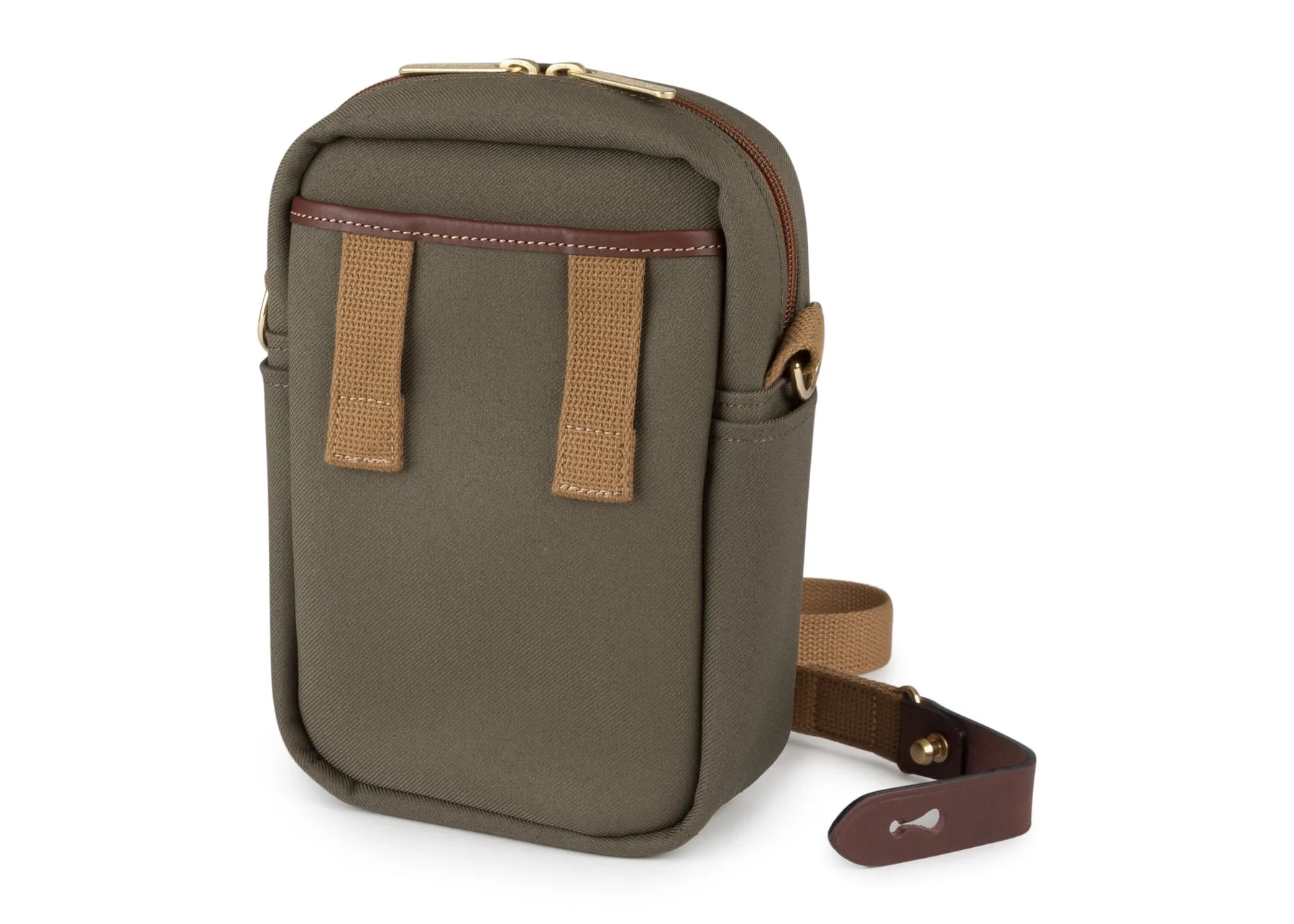 Billingham Airline Stowaway Pouch Green Fibrenyte Brown Leather
