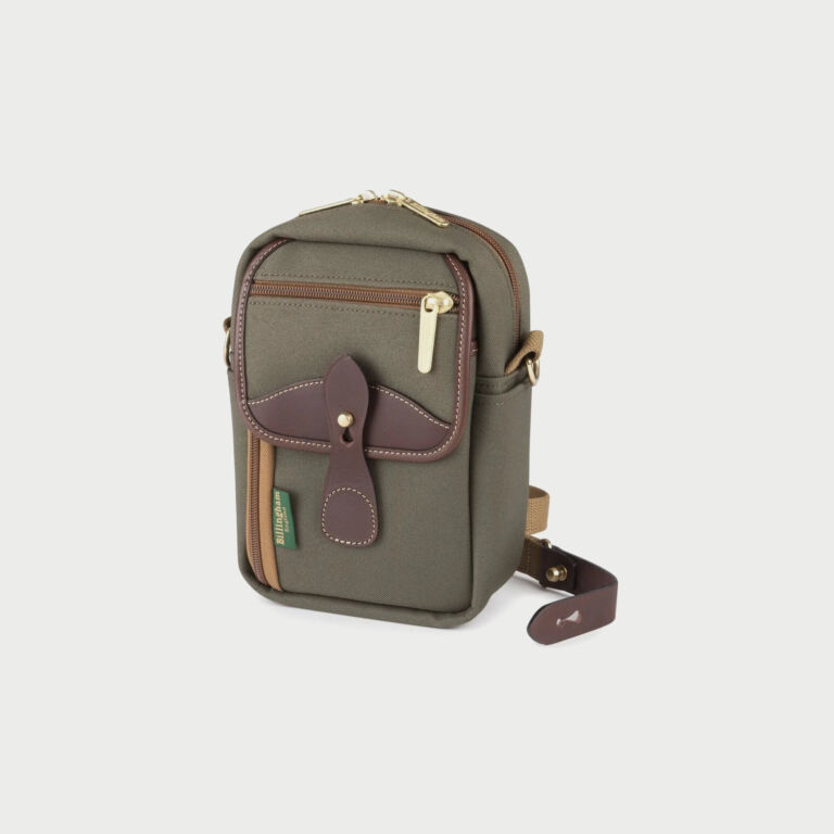 Billingham Airline Stowaway Pouch Green Fibrenyte Brown Leather
