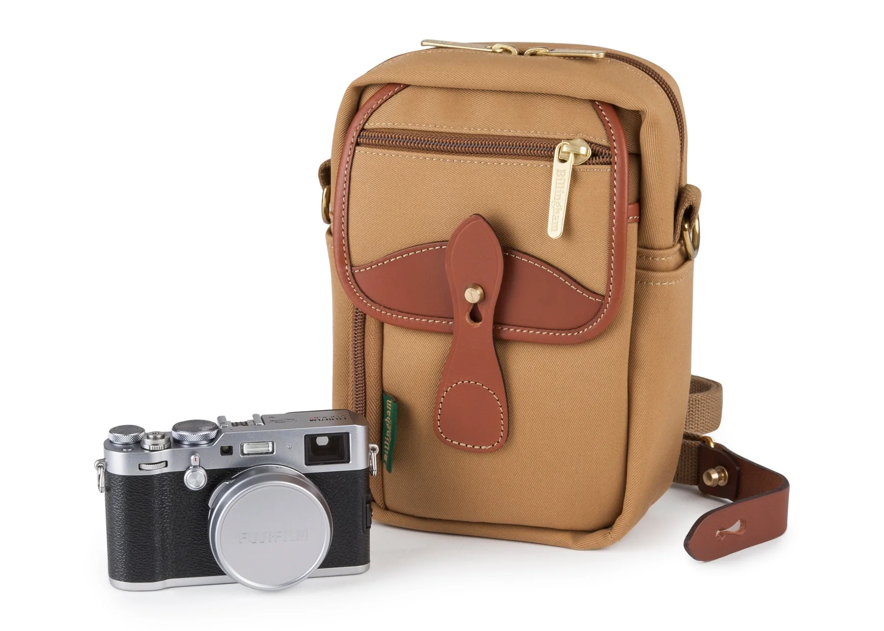 Billingham Airline Stowaway Pouch Khaki Canvas Tan Leather