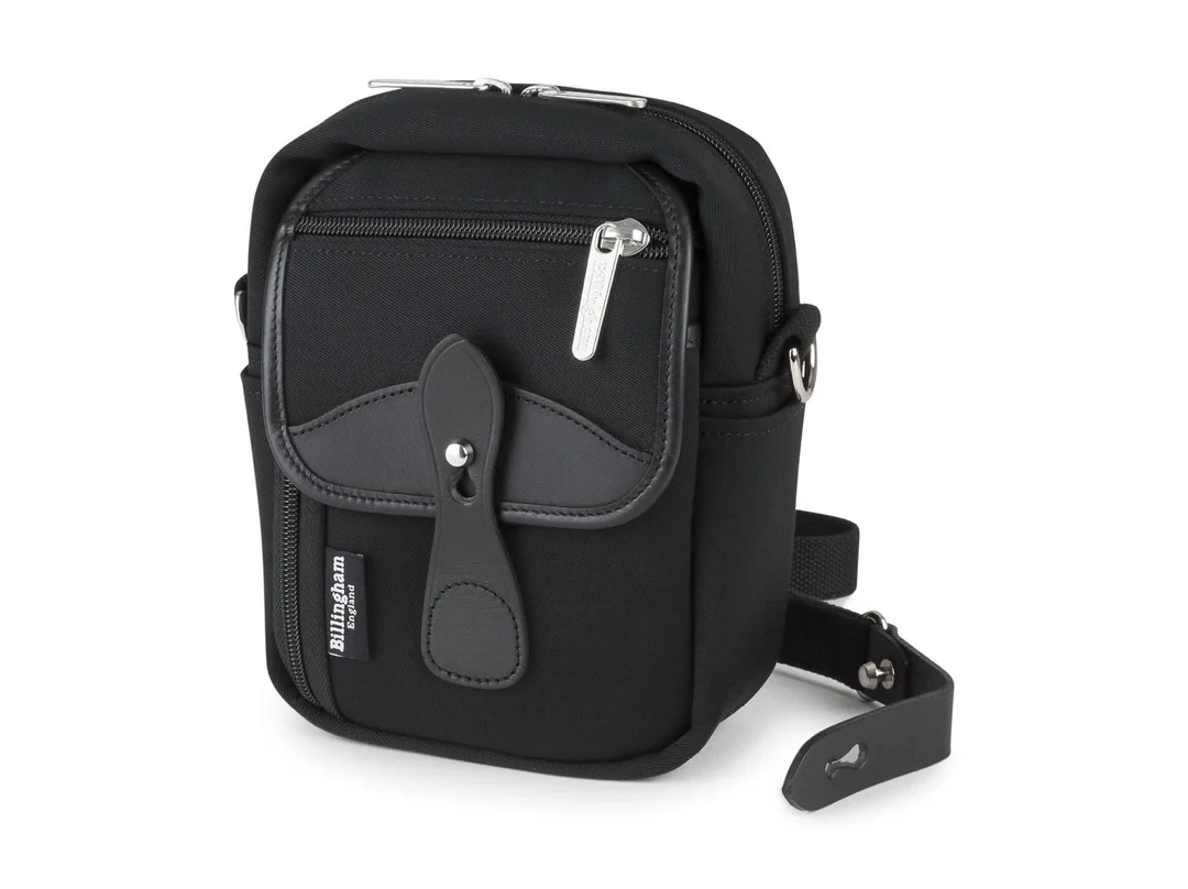 Billingham Compact Stowaway Pouch Black Canvas Black Leather