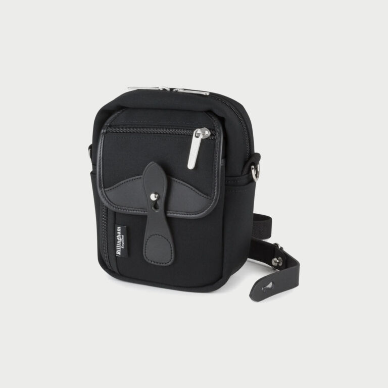 Billingham Compact Stowaway Pouch Black Canvas Black Leather