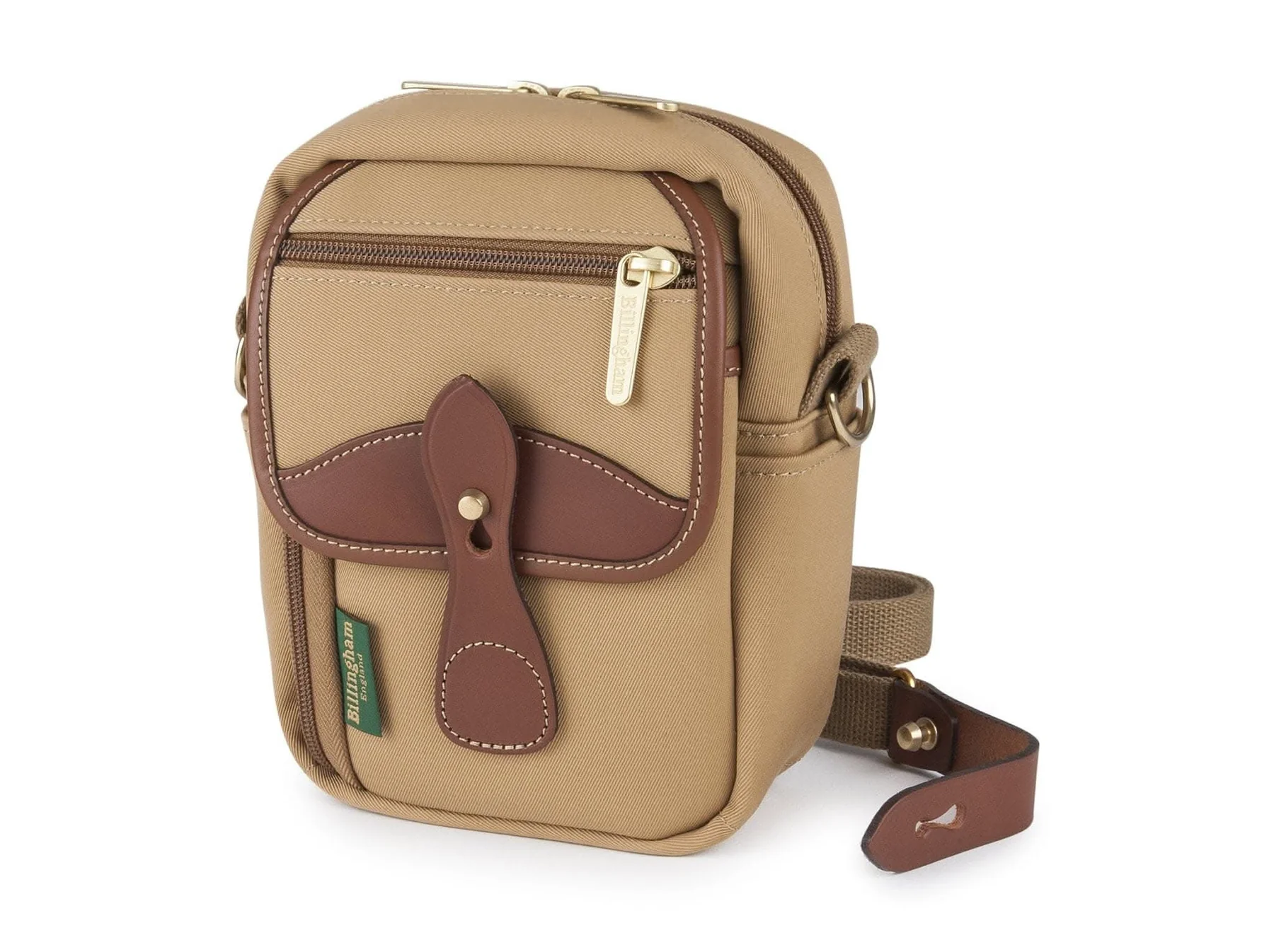 Billingham Compact Stowaway Pouch Khaki Canvas Tan Leather