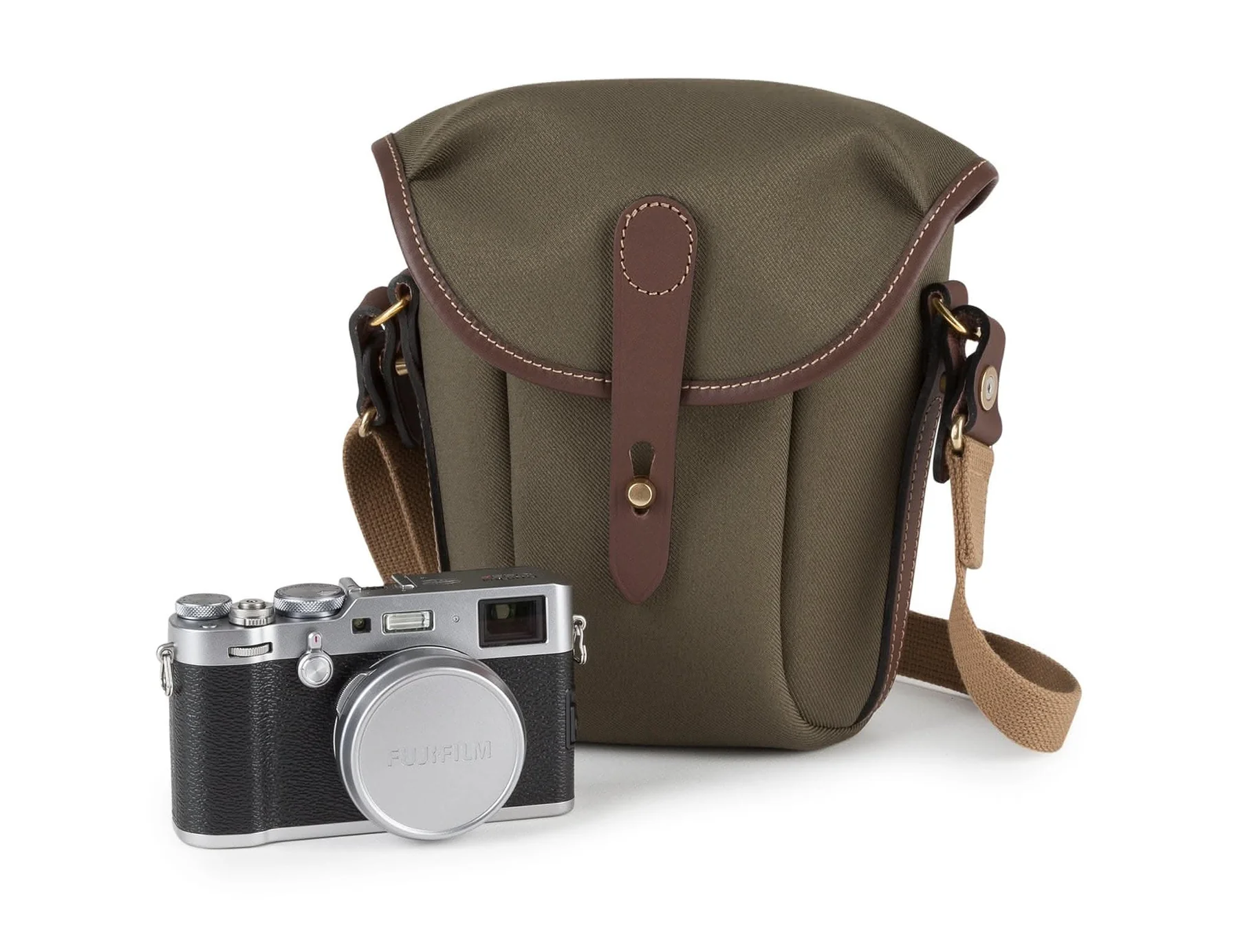 Billingham Galbin 10 Binocular Case Green Fibrenyte Brown Leather
