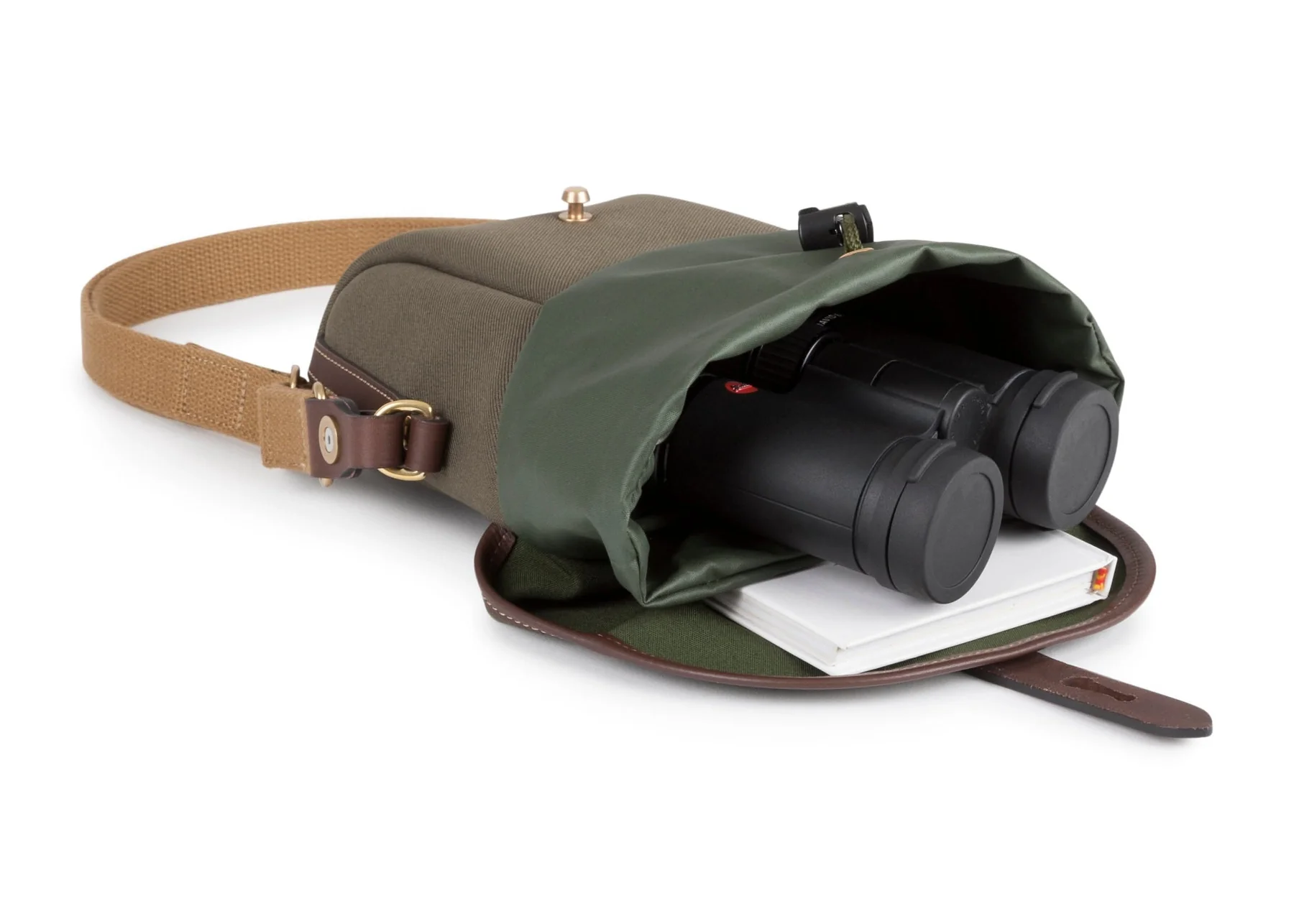 Billingham Galbin 8 Binocular Case Green Fibrenyte Brown Leather