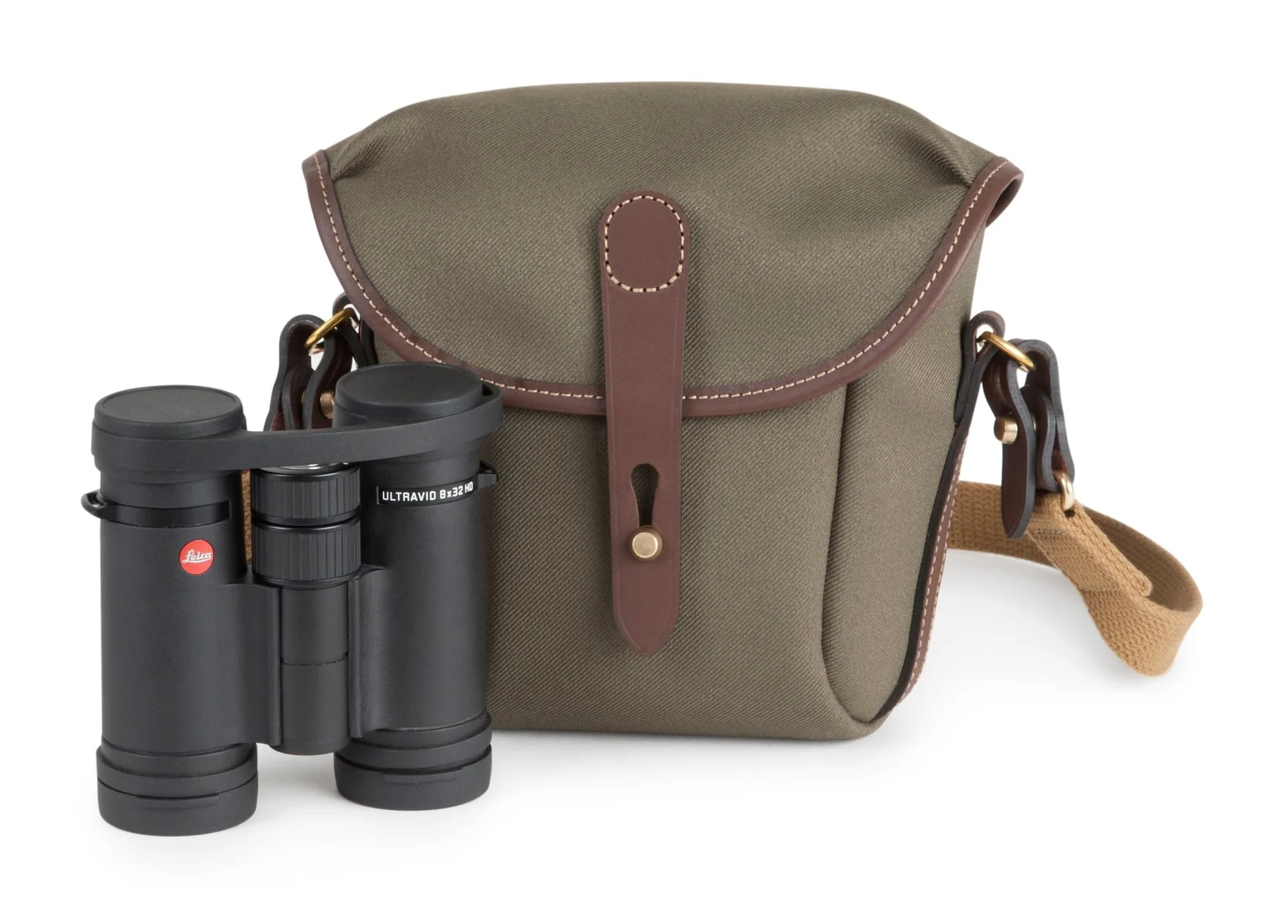 Billingham Galbin 8 Binocular Case Green Fibrenyte Brown Leather