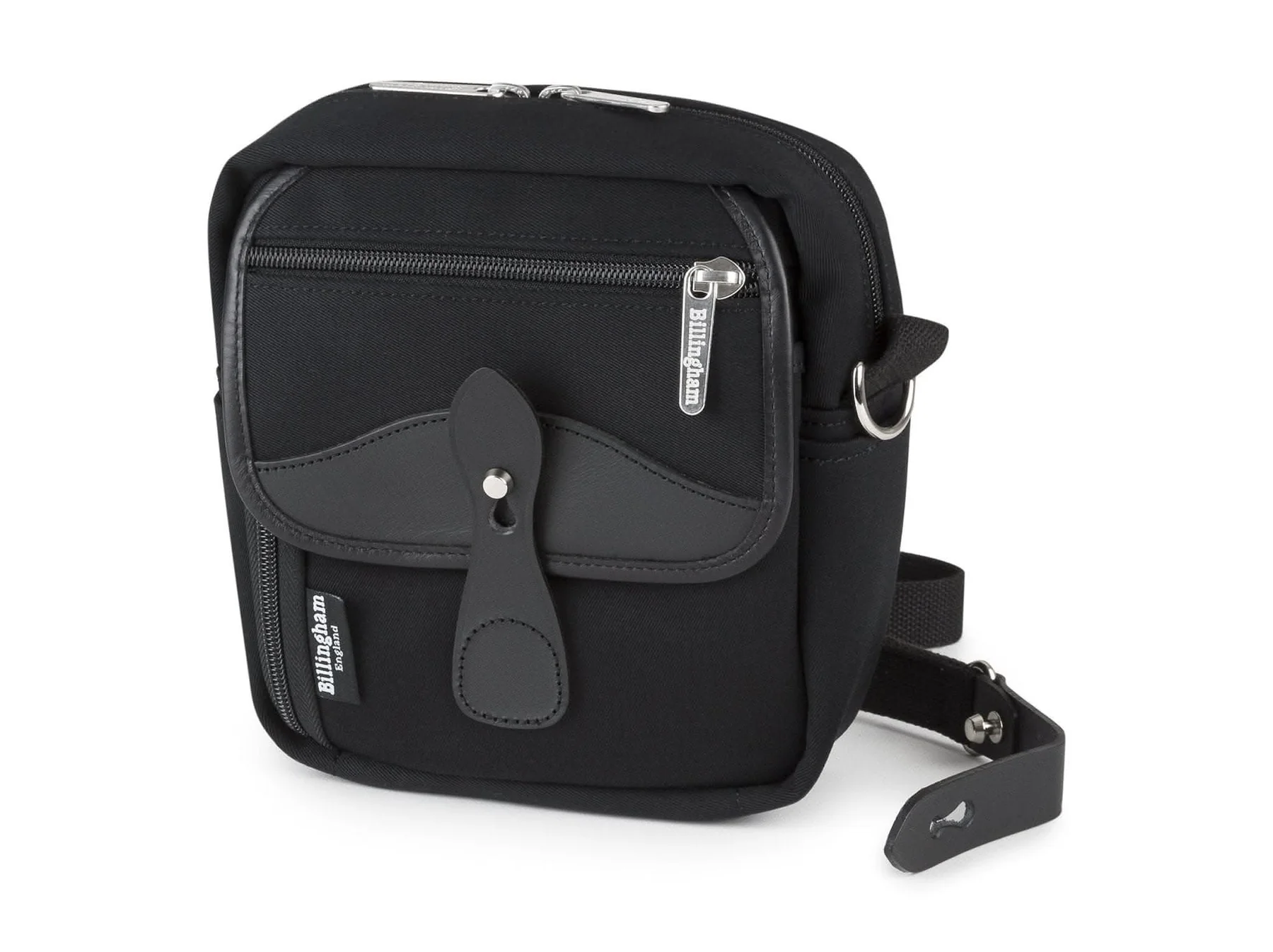 Billingham Pola Stowaway Pouch Black Canvas Black Leather