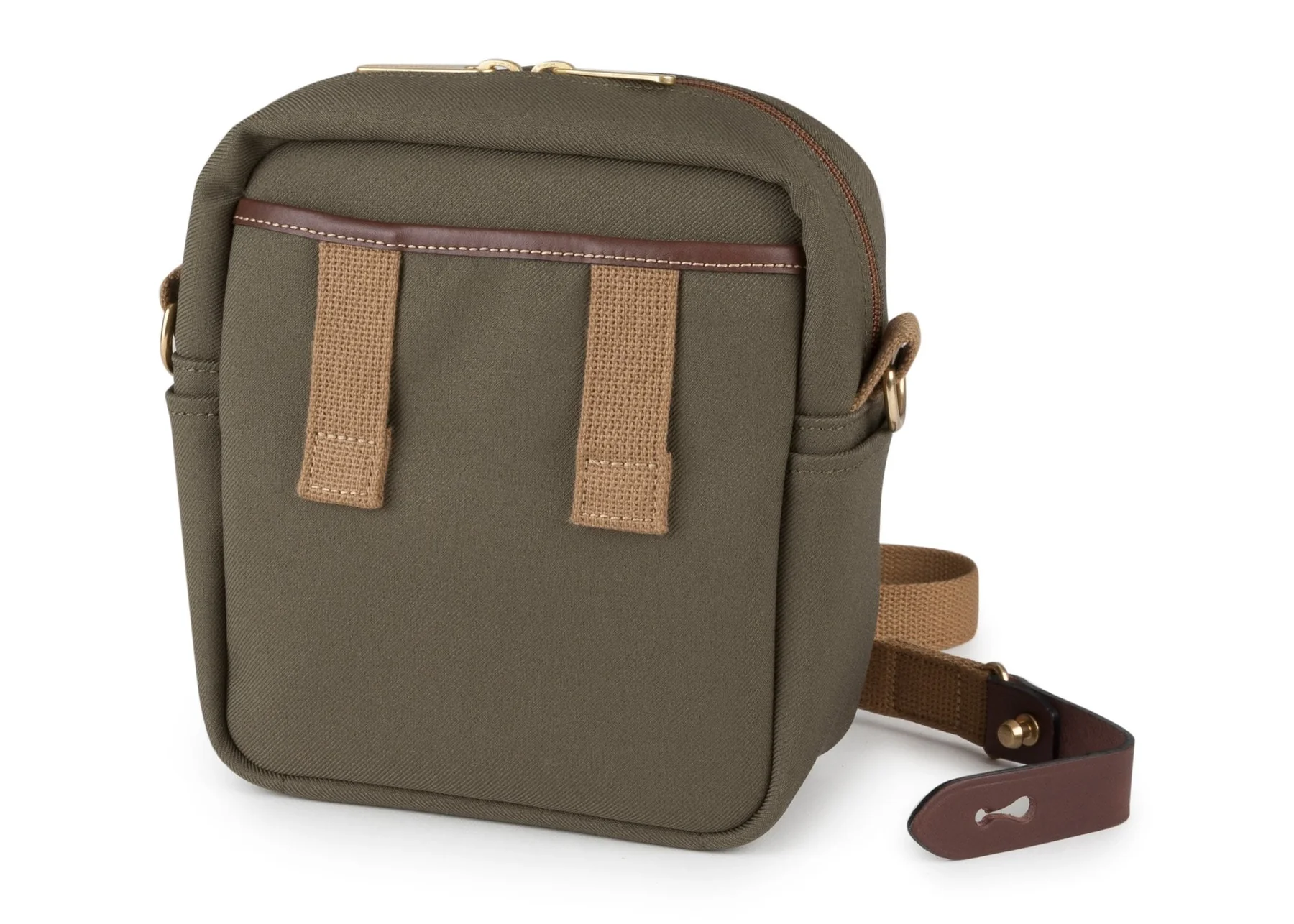 Billingham Pola Stowaway Pouch Green Fibrenyte Brown Leather