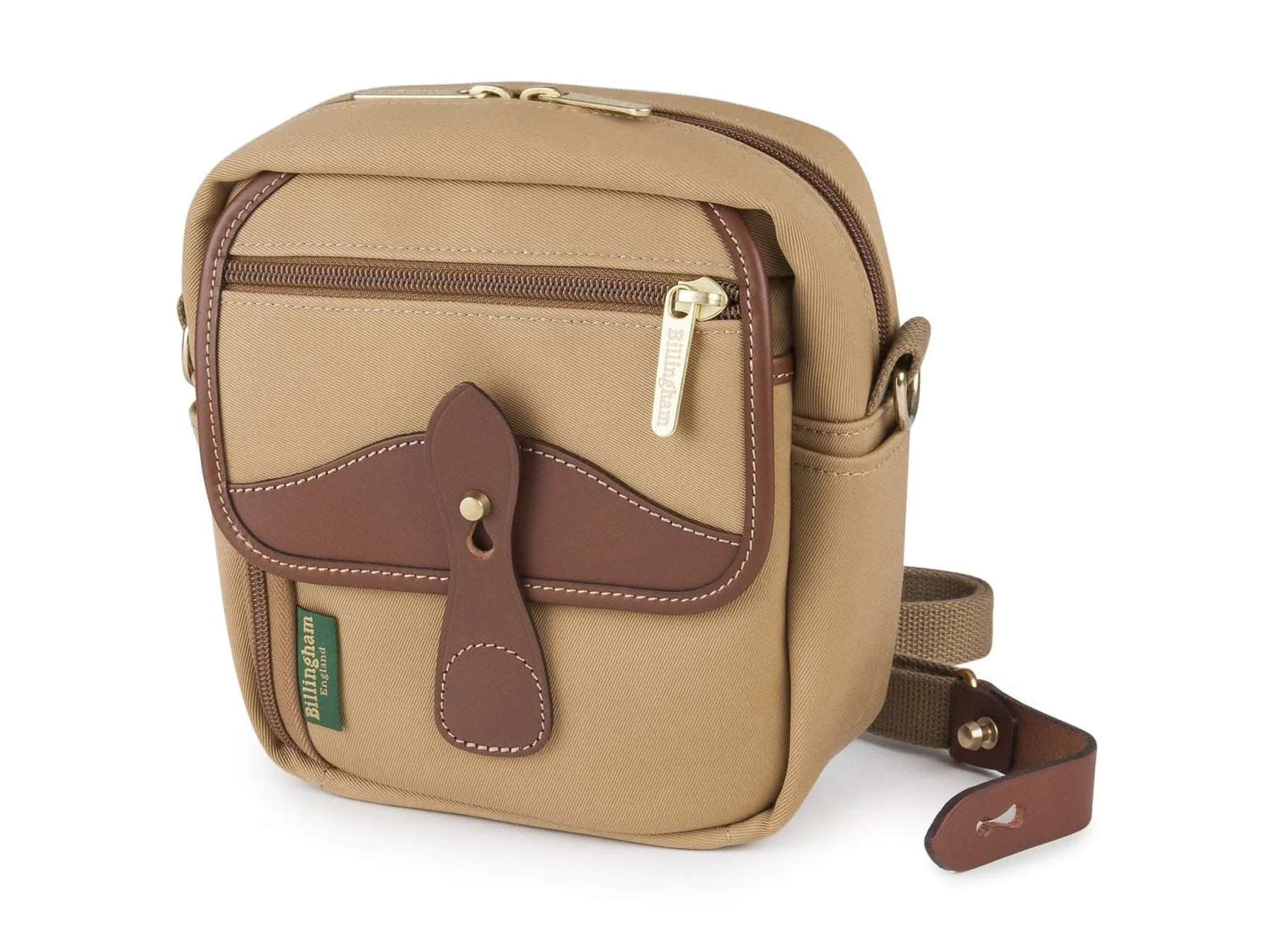 Billingham Pola Stowaway Pouch Khaki Canvas Tan Leather