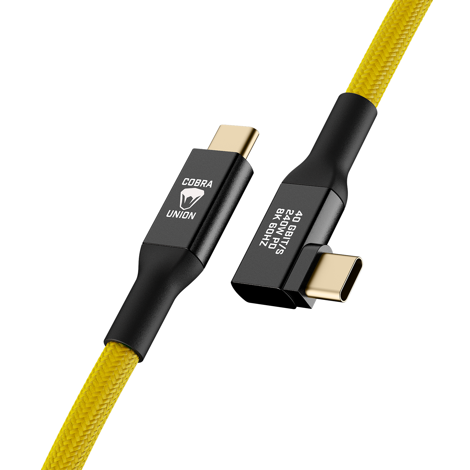 Cobraunion Usb C Cable 90 0 5m 40g Yellow Angled
