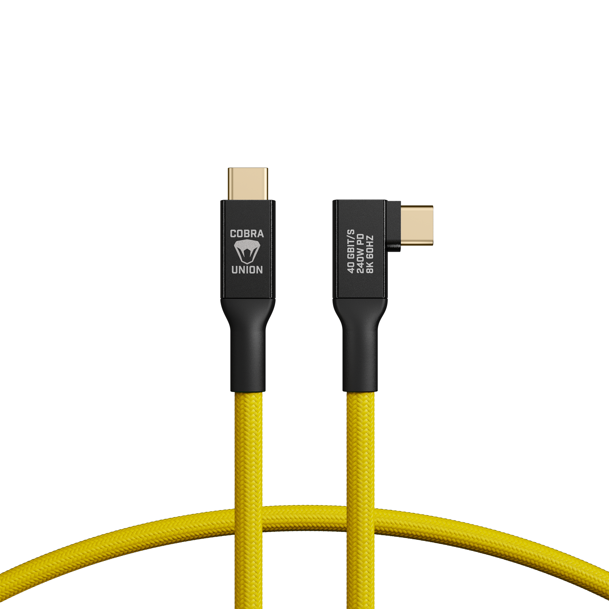 Cobraunion Usb C Cable 90 0 5m 40g Yellow Angled