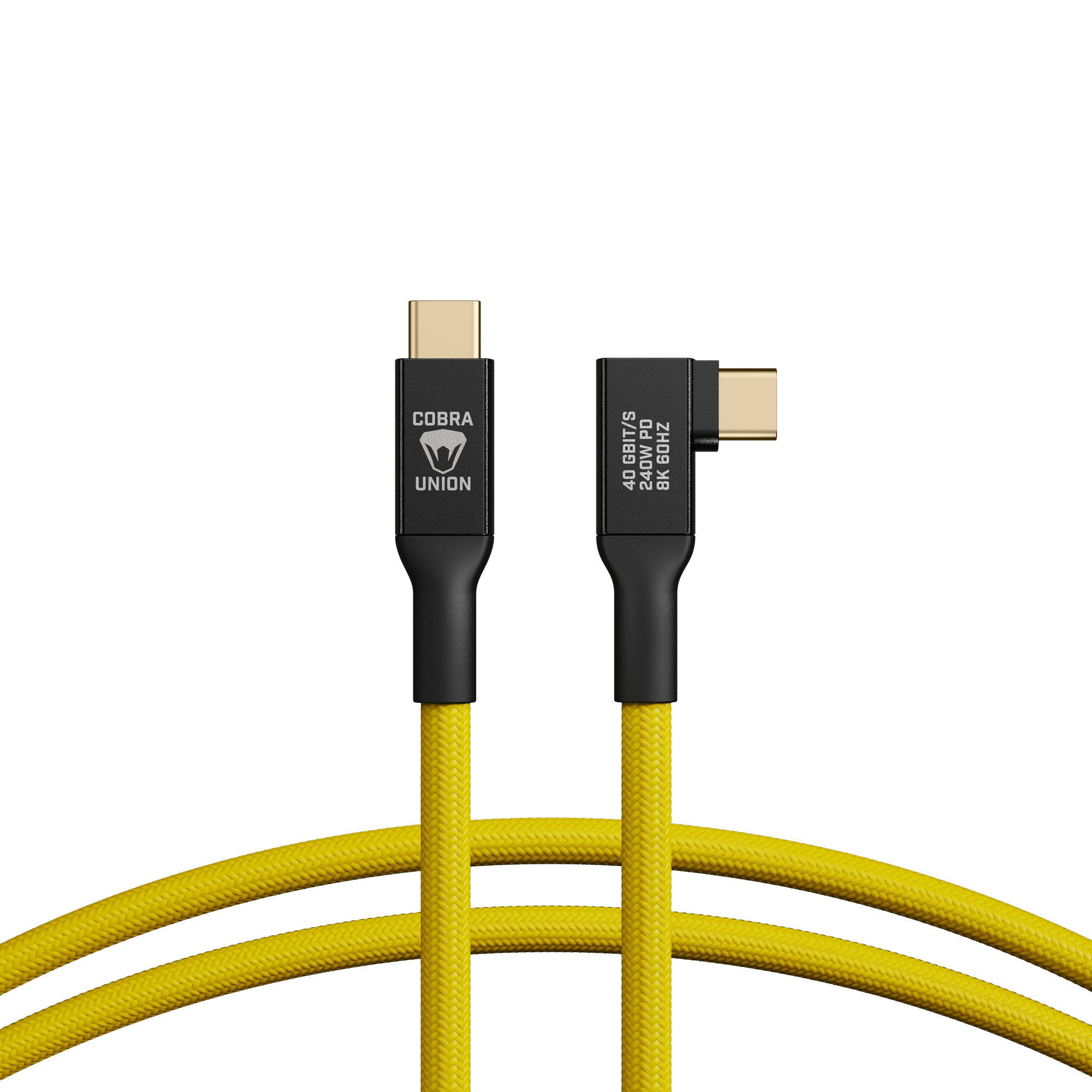 Cobraunion Usb C Cable 90 1 2m 40g Yellow Angled