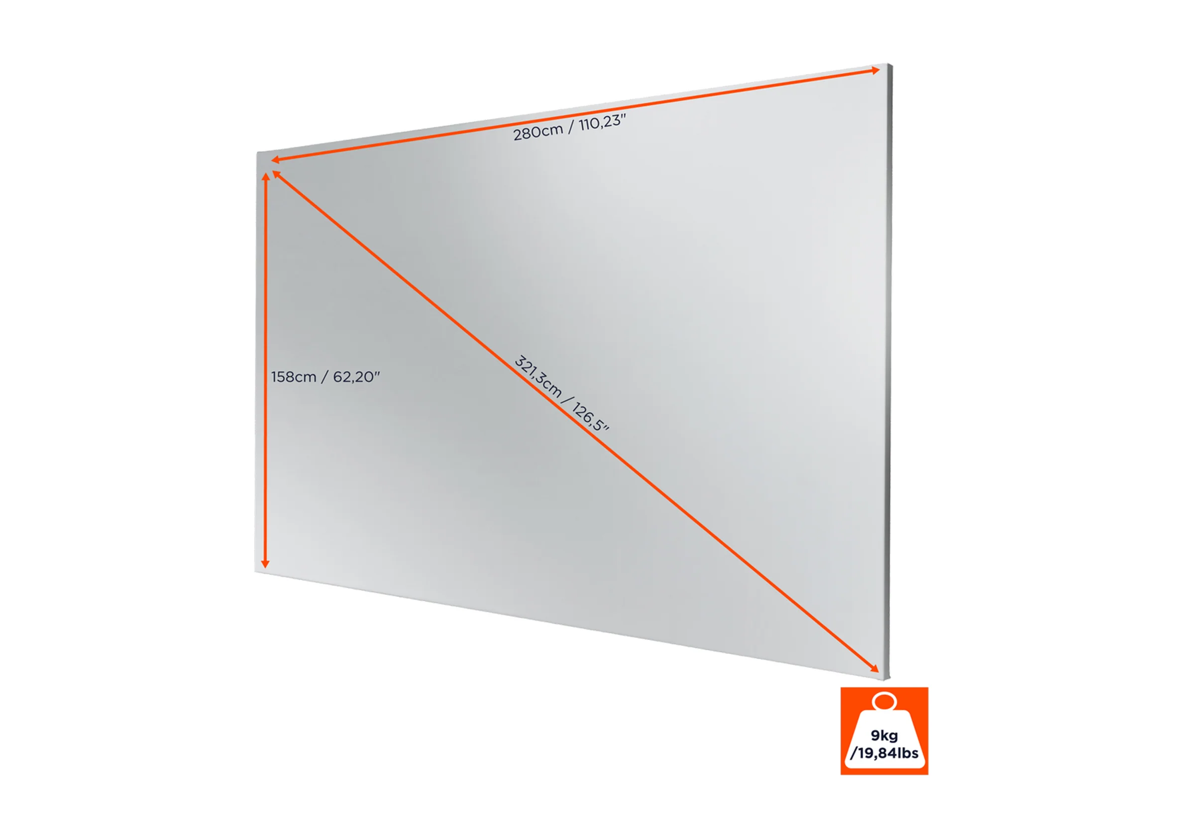 Expert Fixed Frame Projector Screen 280x158cm Purewhite