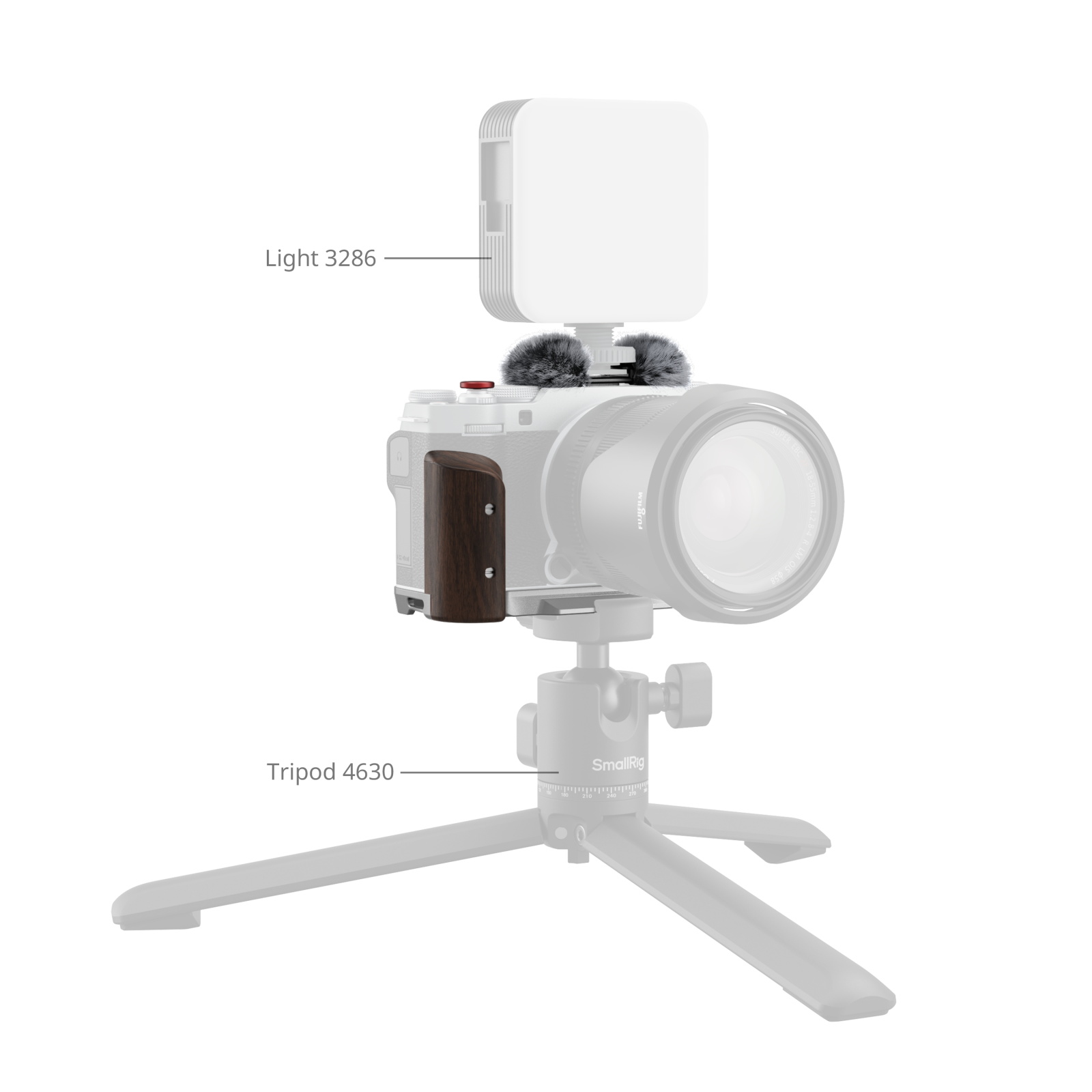 5261 L Shape Mount Plate With Wooden Handle For Fujifilm X M5 Silver