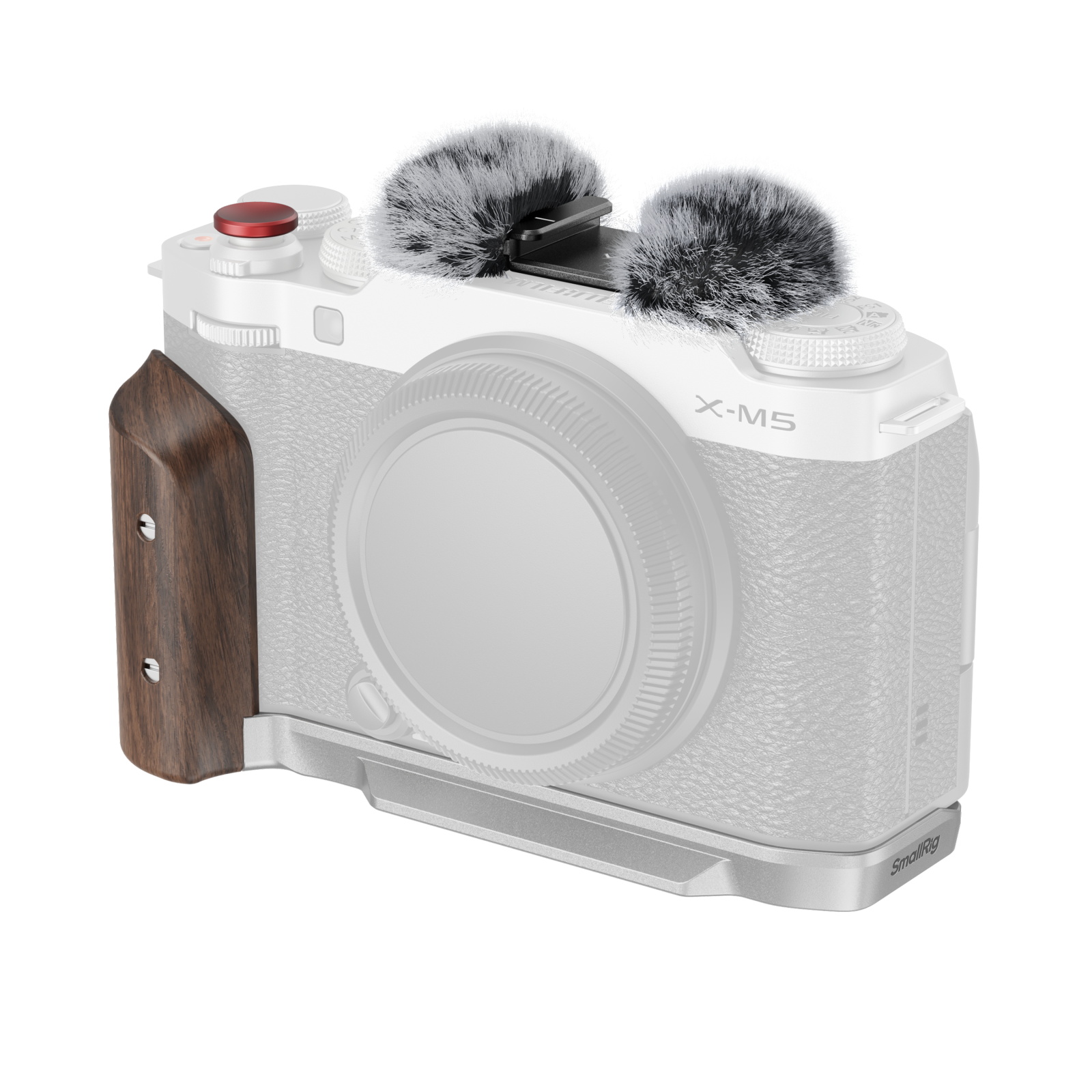 5261 L Shape Mount Plate With Wooden Handle For Fujifilm X M5 Silver