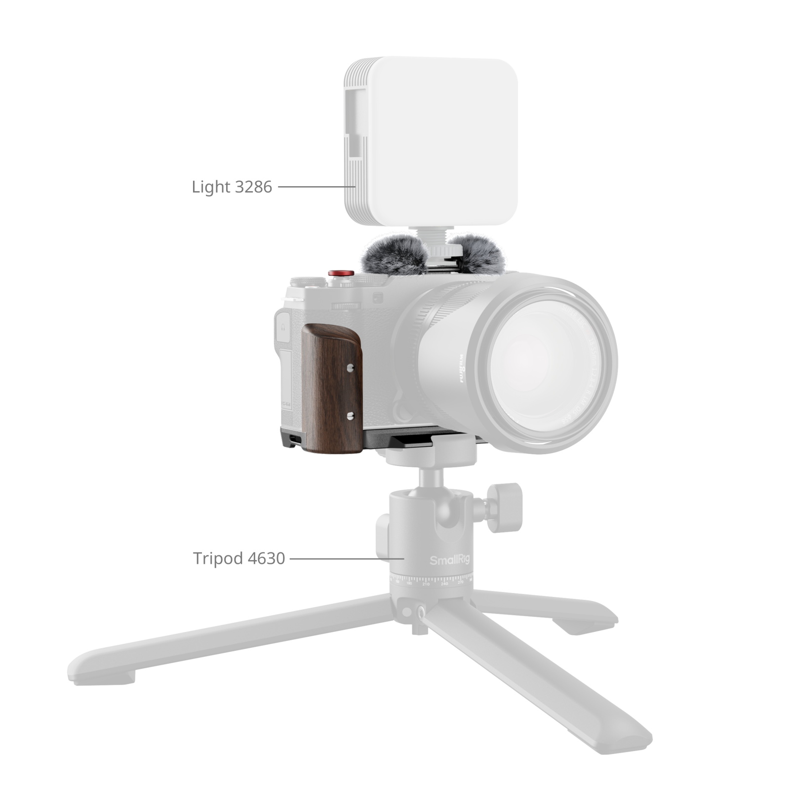 Smallrig 5260 L Shape Mount Plate With Wooden Handle For Fujifilm X M5 Black