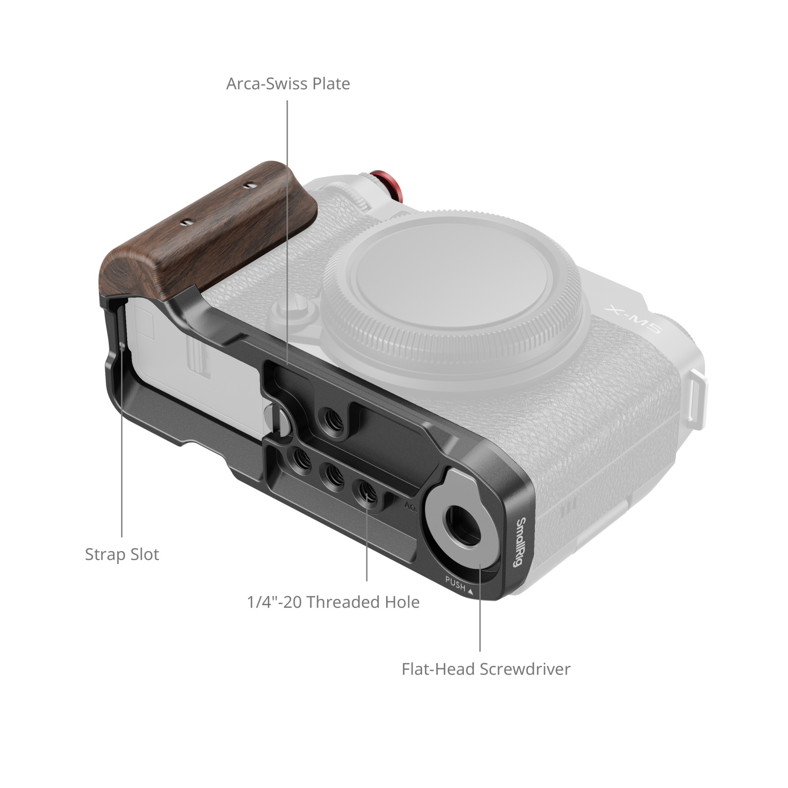 Smallrig 5260 L Shape Mount Plate With Wooden Handle For Fujifilm X M5 Black