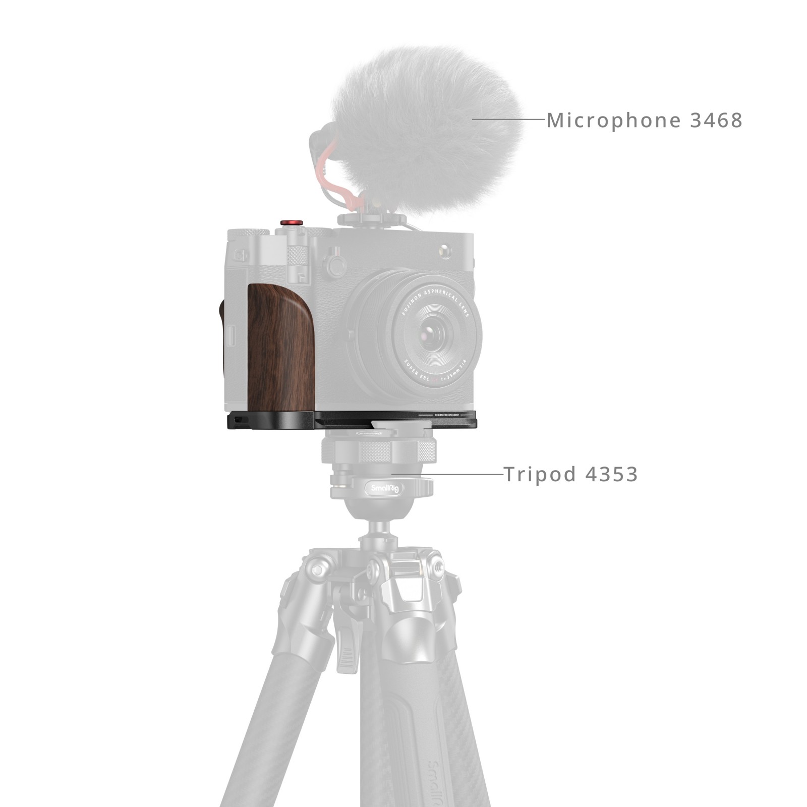Smallrig 5265 L Shape Mount Plate With Wooden Handle For Fujifilm Gfx100rf Silver