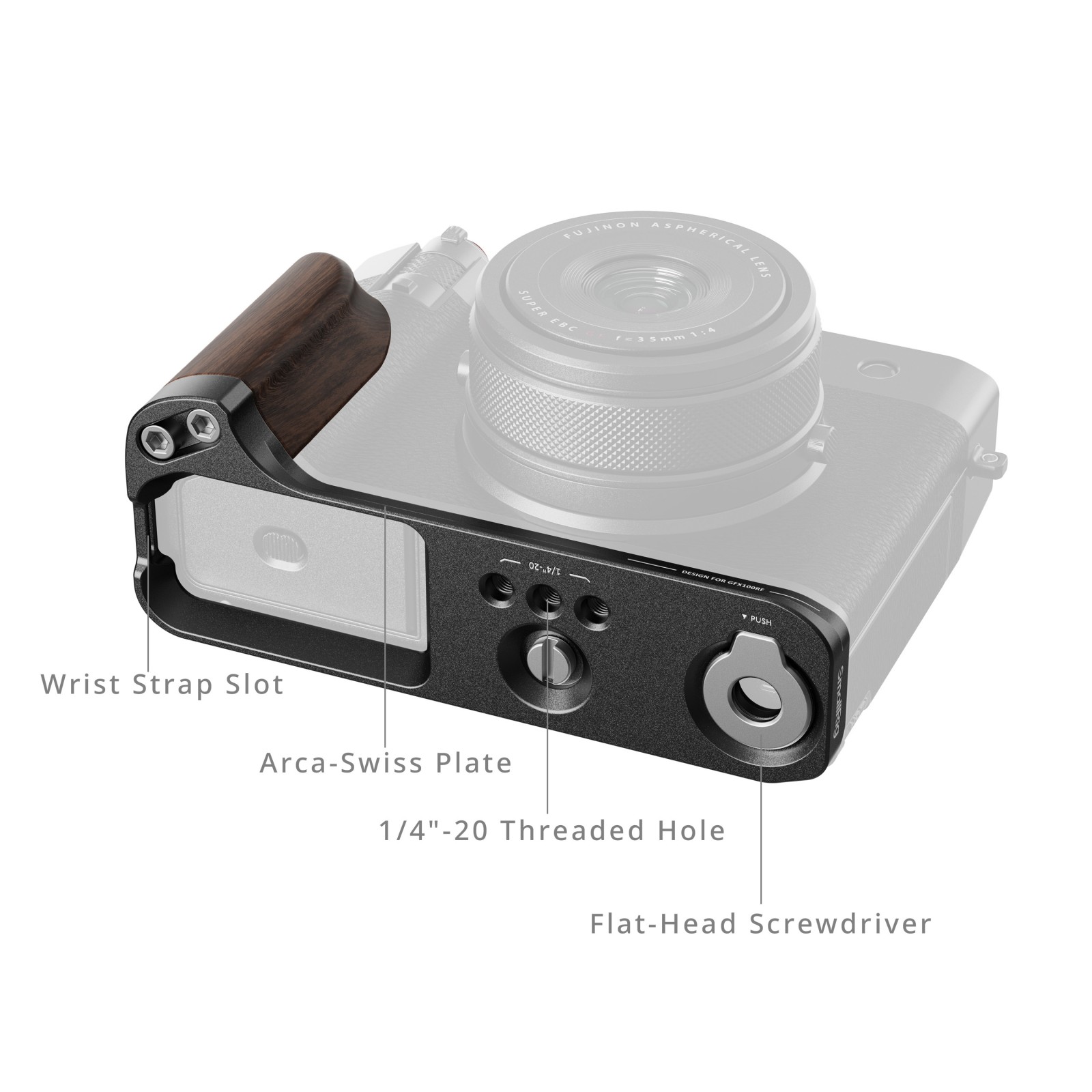 Smallrig 5265 L Shape Mount Plate With Wooden Handle For Fujifilm Gfx100rf Silver