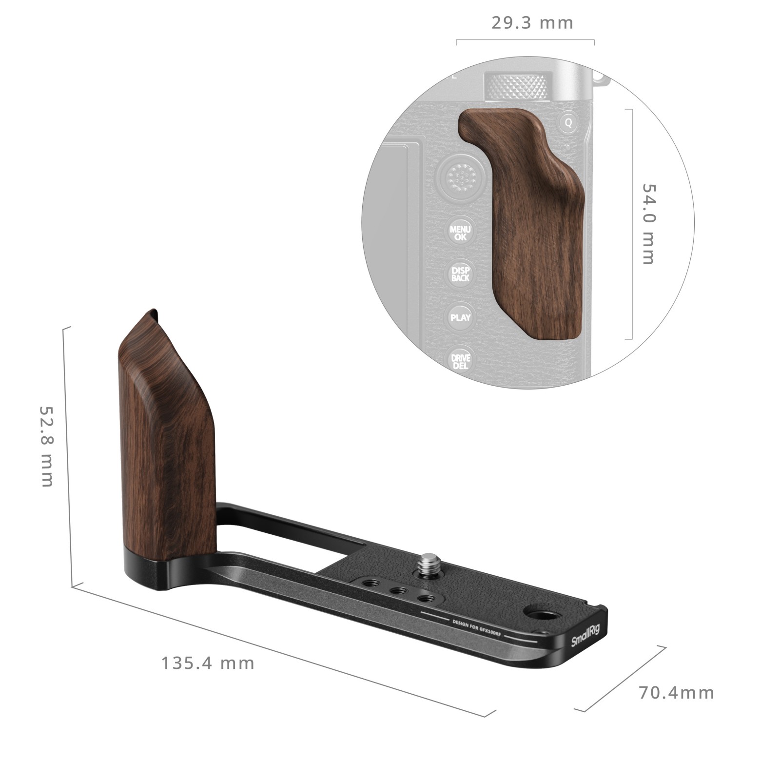Smallrig 5265 L Shape Mount Plate With Wooden Handle For Fujifilm Gfx100rf Silver