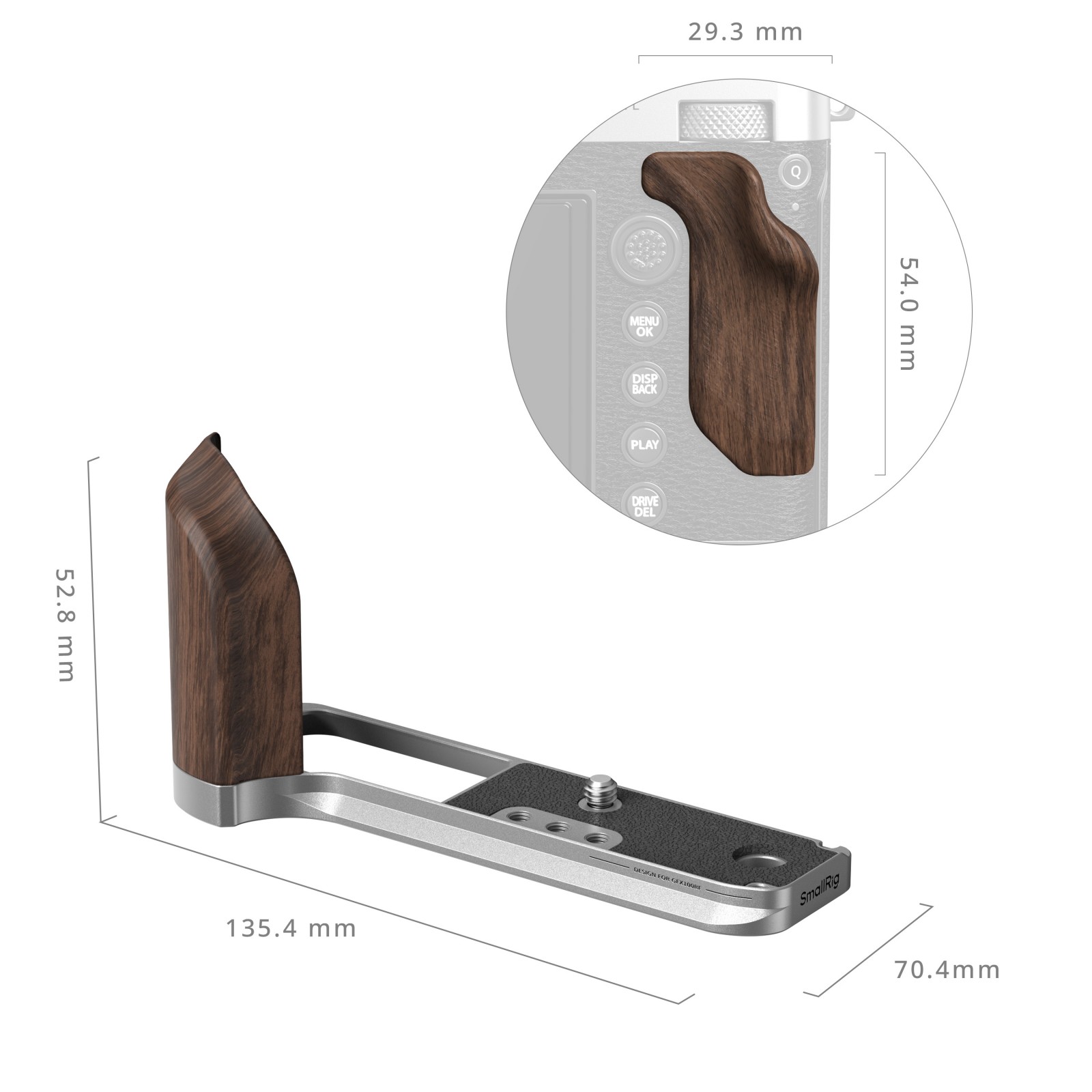 Smallrig 5265 L Shape Mount Plate With Wooden Handle For Fujifilm Gfx100rf Silver