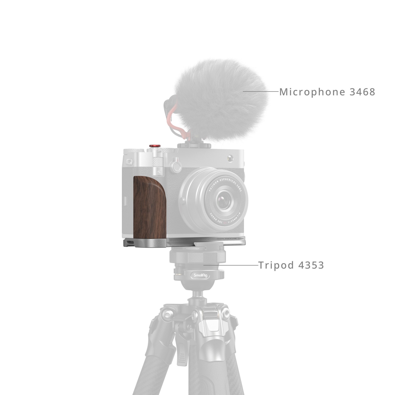 Smallrig 5265 L Shape Mount Plate With Wooden Handle For Fujifilm Gfx100rf Silver
