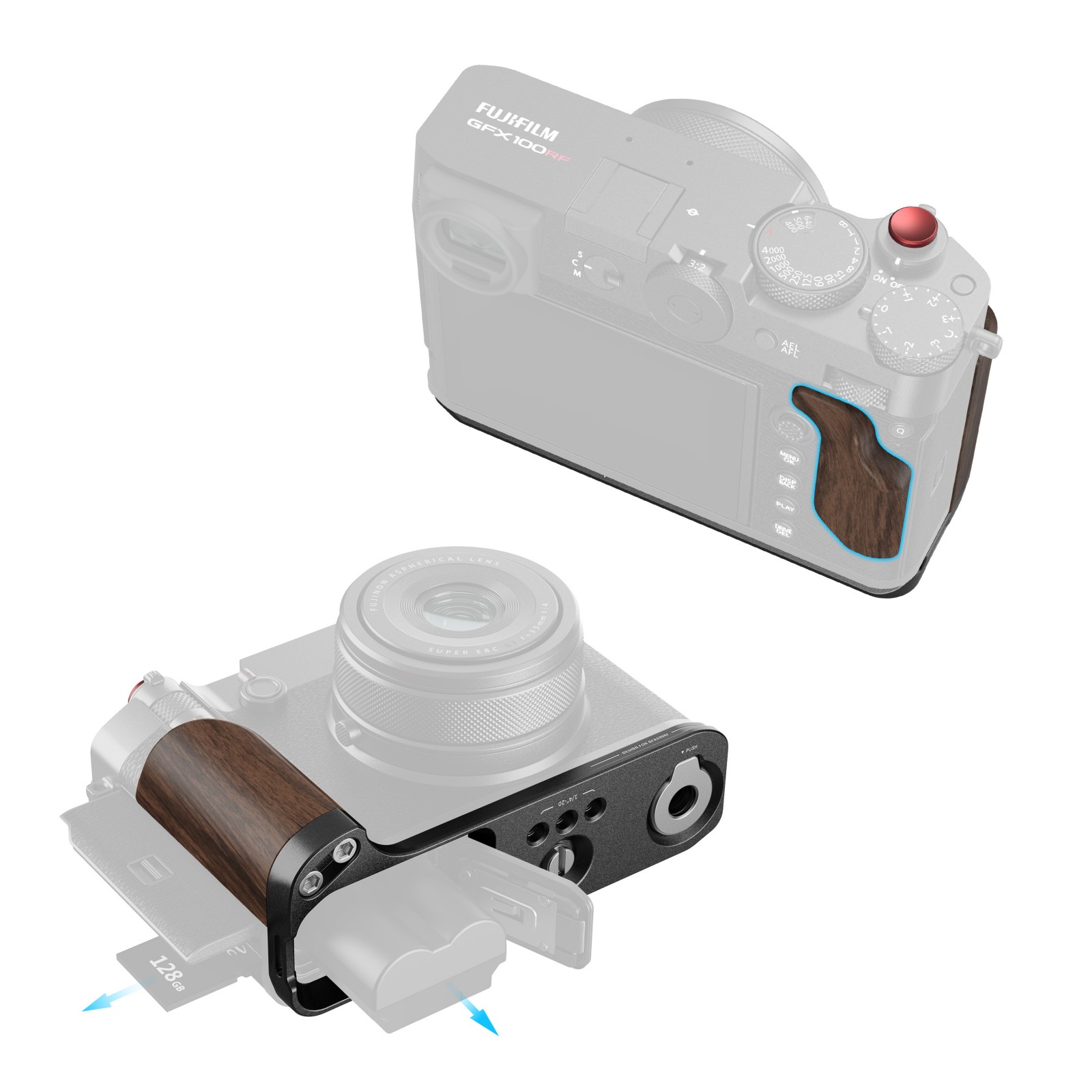 Smallrig 5265 L Shape Mount Plate With Wooden Handle For Fujifilm Gfx100rf Silver