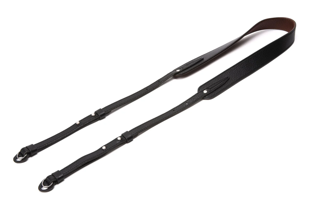Three Length Adjustable Leather Camera Strap Black Acam 284 Blk