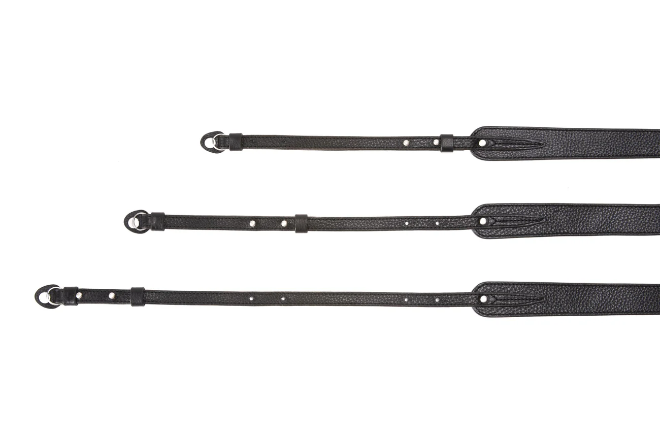 Three Length Adjustable Leather Camera Strap Black Acam 284 Blk
