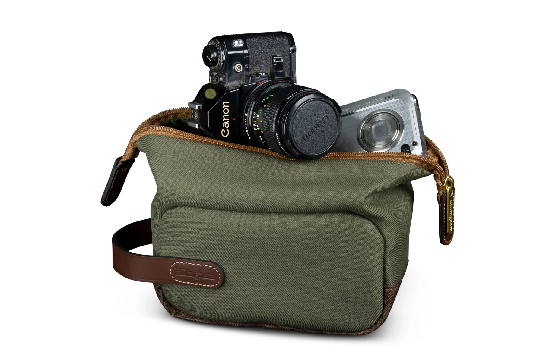 Capsule 1 Pouch Green Fibrenyte Brown Leather