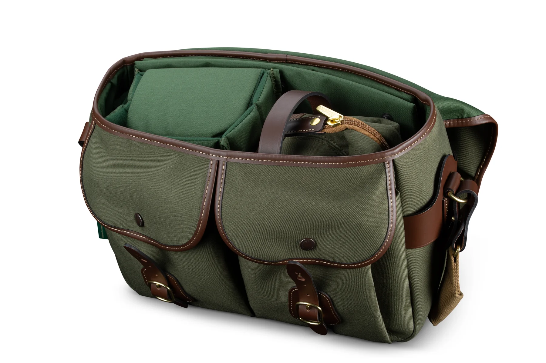 Capsule 1 Pouch Green Fibrenyte Brown Leather